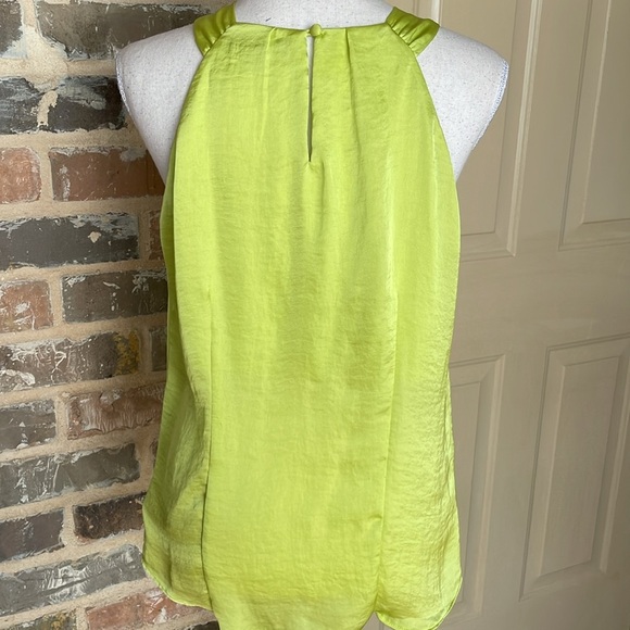 Rafaella Yellow Green Satin Pleated Halter Neck Top Size Medium - Picture 2 of 9